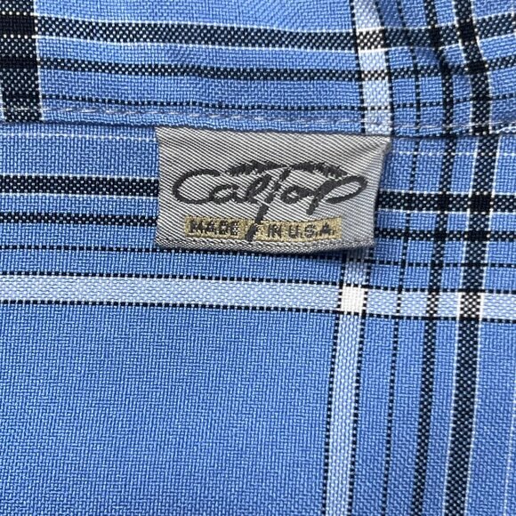 Men's Cal Top 2XLT Short Sleeve Plaid Checker Button Up Polyester Shirt Western - Picture 9 of 16